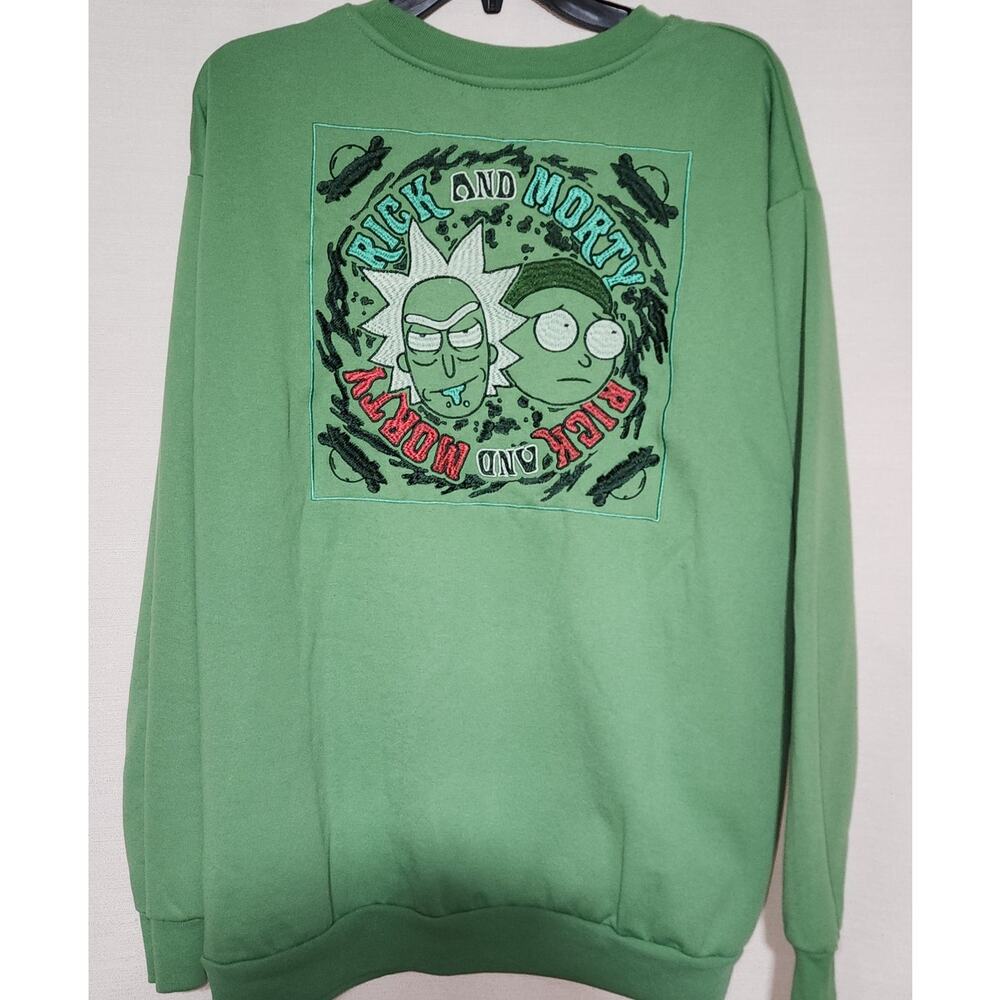 Rick and Morty green sweatshirt men's XL-embroidered